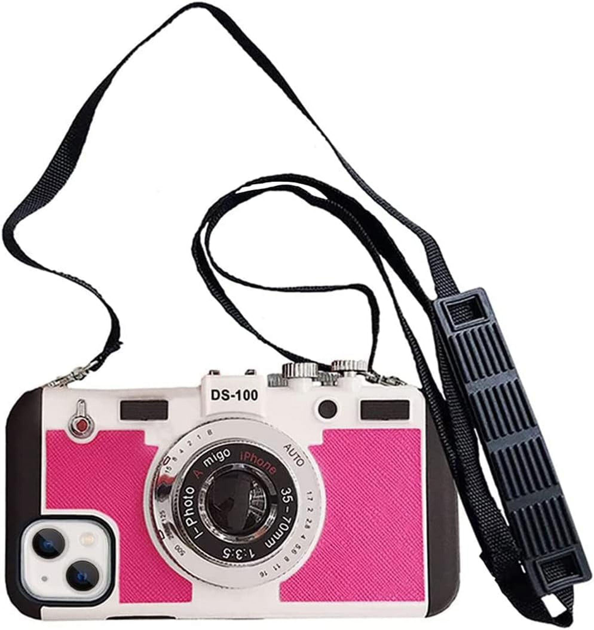 Emily in Paris Phone Case for iPhone 14 Pro Max Cute 3D Vintage Camera Phone  Case with Lanyard Adjustable Shoulder Strap Unique Cool Silicone PC Case  for iPhone 14 Pro Max Girls
