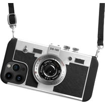 Emily in Paris Phone Cases for iPhone 11 Pro Max, Cute Camera Design, 3D Vintage Camera Cover Phone Case with Long Lanyard (Silver Black, iPhone 11 Pro Max)