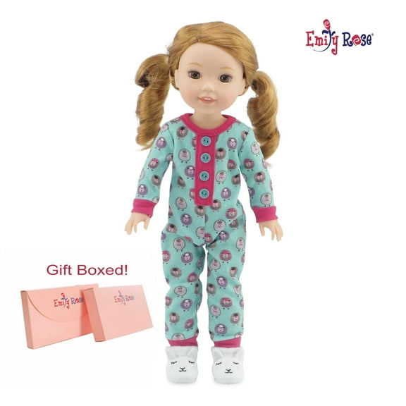 Emily Rose 14.5 Inch Doll Clothes Lamb Print 14" Doll Pajamas PJ Outfit, Including Slippers! | Gift Boxed!