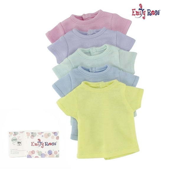 Emily Rose 14.5 Inch Doll Clothes Rainbow 5 Pack 14" Doll T-Shirts Value Set - Lovely Pastel Colors | Gift Boxed!