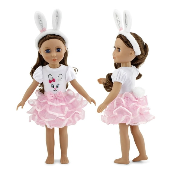 Emily Rose 14 Inch Doll Bunny Costume, Includes Bunny Ears 14.5" Doll Accessories! | Gift Boxed! | 14" Doll Clothes Fit Wellie Wishers and Glitter Girls Dolls