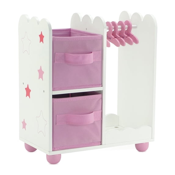 Emily Rose 14 Inch Doll Furniture - Pink Armoire/Closet with Star Detail, Fits 14" Wellie Wishers Dolls