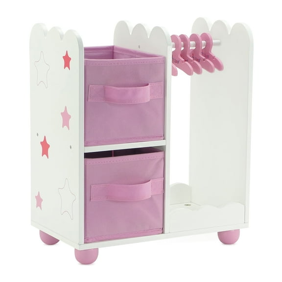 Emily Rose 14 Inch Doll Furniture - Pink Armoire/Closet with Star Detail, Fits 14" Wellie Wishers Dolls