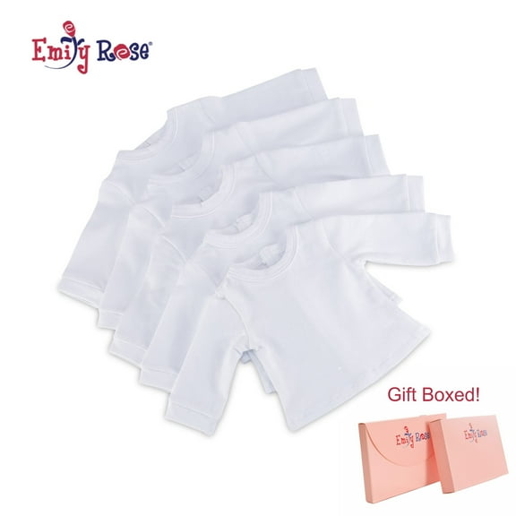Emily Rose 18 Inch Doll Clothes | 18" Doll Value Basics 5-Pack Plain, Long Sleeved White Doll T-shirts I GIFT BOXED! | Fits 18" American Girl Dolls