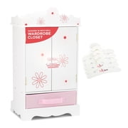 Emily Rose 18-Inch Doll Clothes Storage Closet Armoire, including 5 Clothing Hangers - Floral Collection
