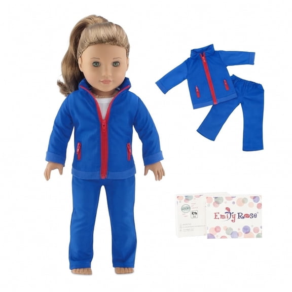 Emily Rose 18" Doll 2-PC Gymnastics & Swim Warm-Up Outfit, Athletic Jacket & Pants Set, Gift Boxed, Fits American Girl Dolls