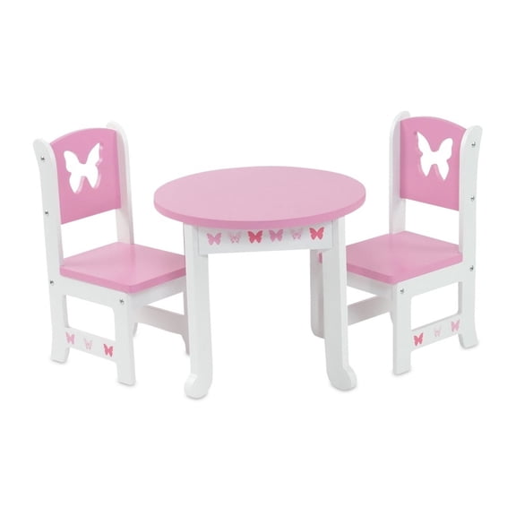 Emily Rose 18 Inch Doll Kitchen Table and 2 Chair Kitchen Dining Set - Butterfly Theme | Fits Journey Girls and American Girl Dolls
