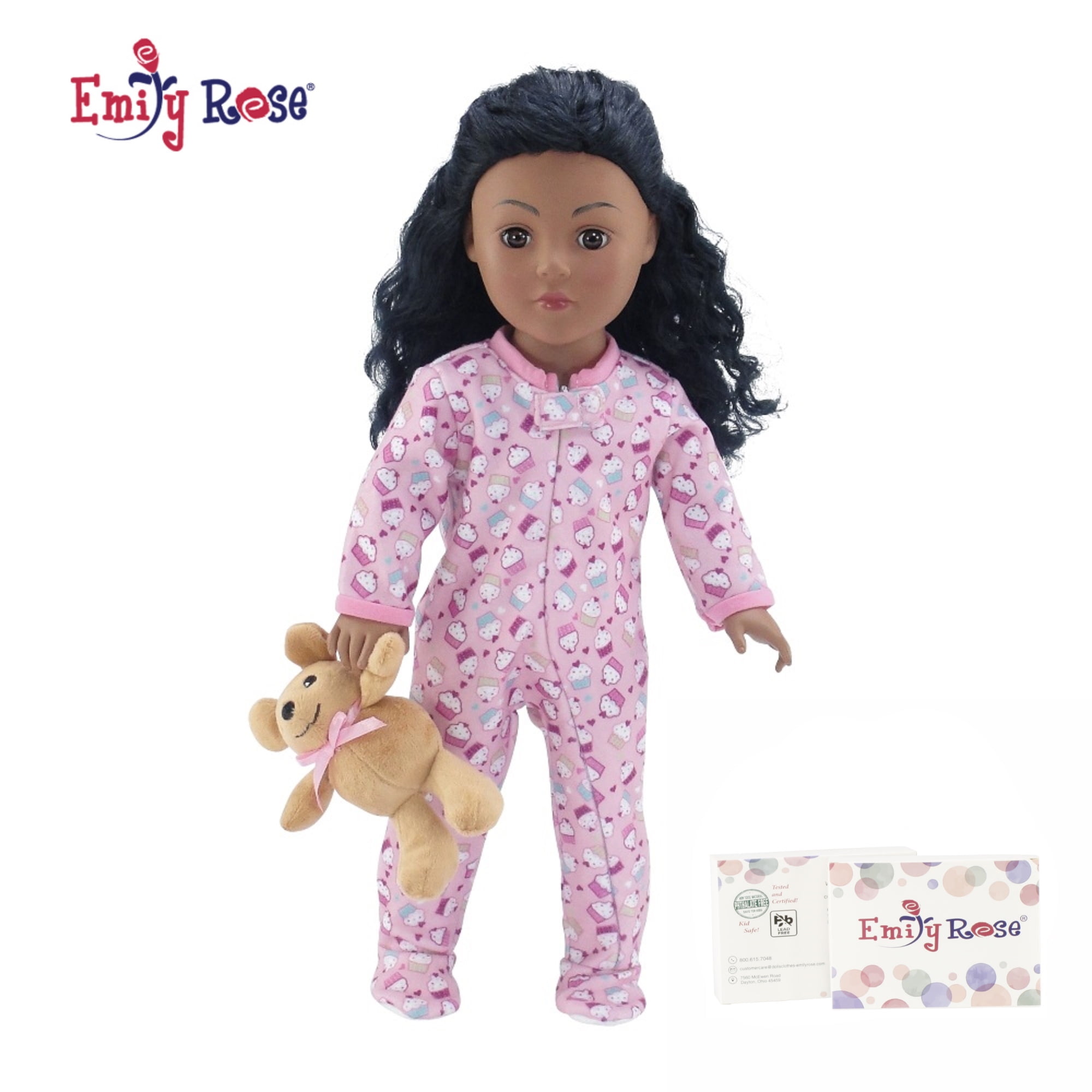 Emily Rose 18 Inch Doll Pajama PJ Outfit Onesie | Footed Pink Cupcake ...