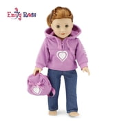 Emily Rose 18-inch Doll Heart Hoodie Sweatshirt 18" Doll Clothes Outfit | Includes Matching Doll Backpack and Jeans! | GIFT BOXED!