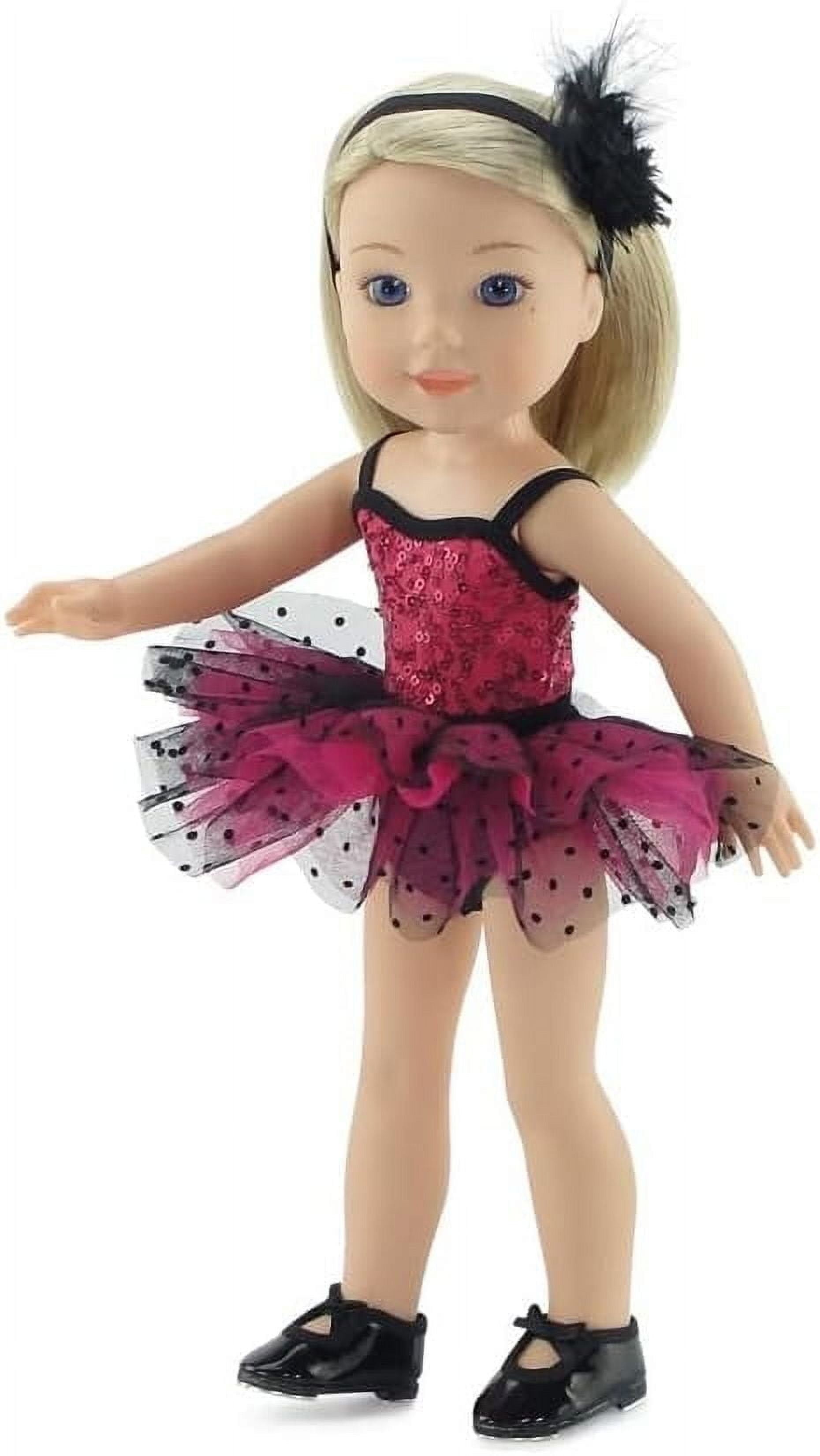 Emily Rose Doll Clothes 5 Piece 14 Inch Fashion Doll Jazz Ballet Outfit, Includes Real Tap Shoes