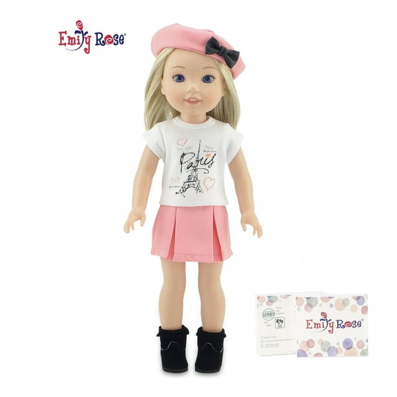 Emily Rose Doll Clothes 5 Piece Parisian 14" Fashion Doll Skirt Outfit, Including Boots