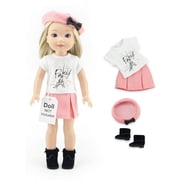 Emily Rose Doll Clothes 5 Piece Parisian 14" Fashion Doll Skirt Outfit, Including Boots