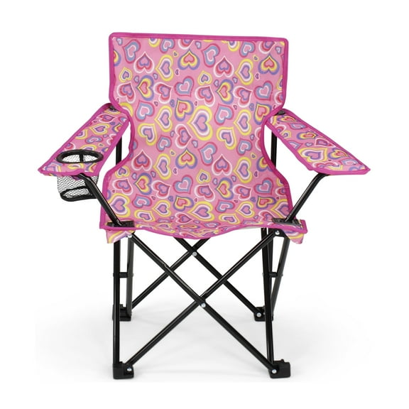 Emily Rose Kids Camping Chair | Playful Hearts Beach Chair with Safety Lock and Carry Case - Perfect for Camping, Travel, Tailgate, Lawn - for Indoor and Outdoor