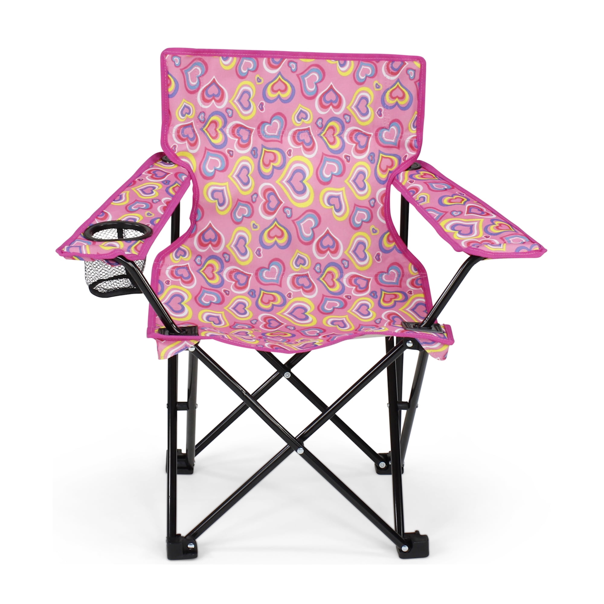 Emily Rose Kids Camping Chair Playful Hearts Beach Chair with Safety