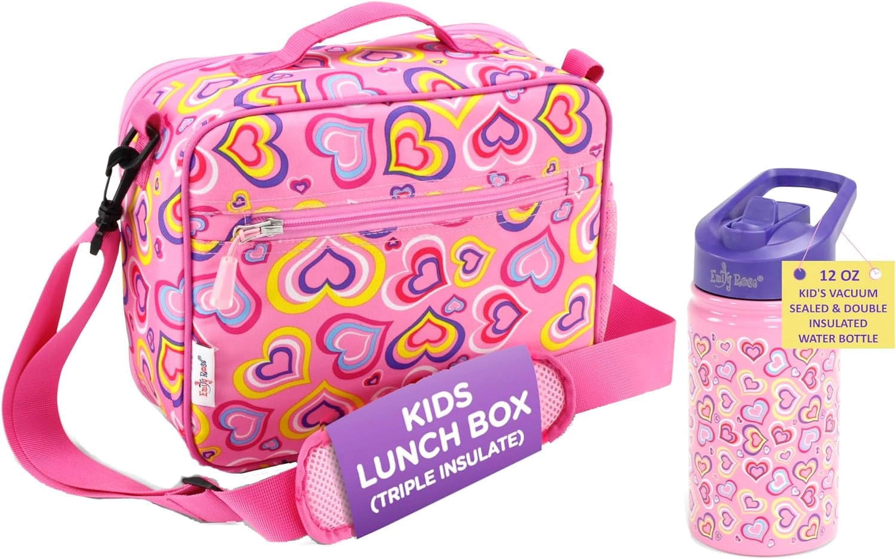 Emily Rose Playful Hearts Girls Lunch Box and Water Bottle Set