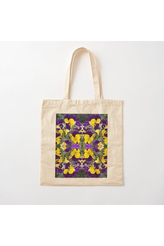 Emily'S Pansies Floral Design Canvas Tote Bags, Reusable Shopping Bag