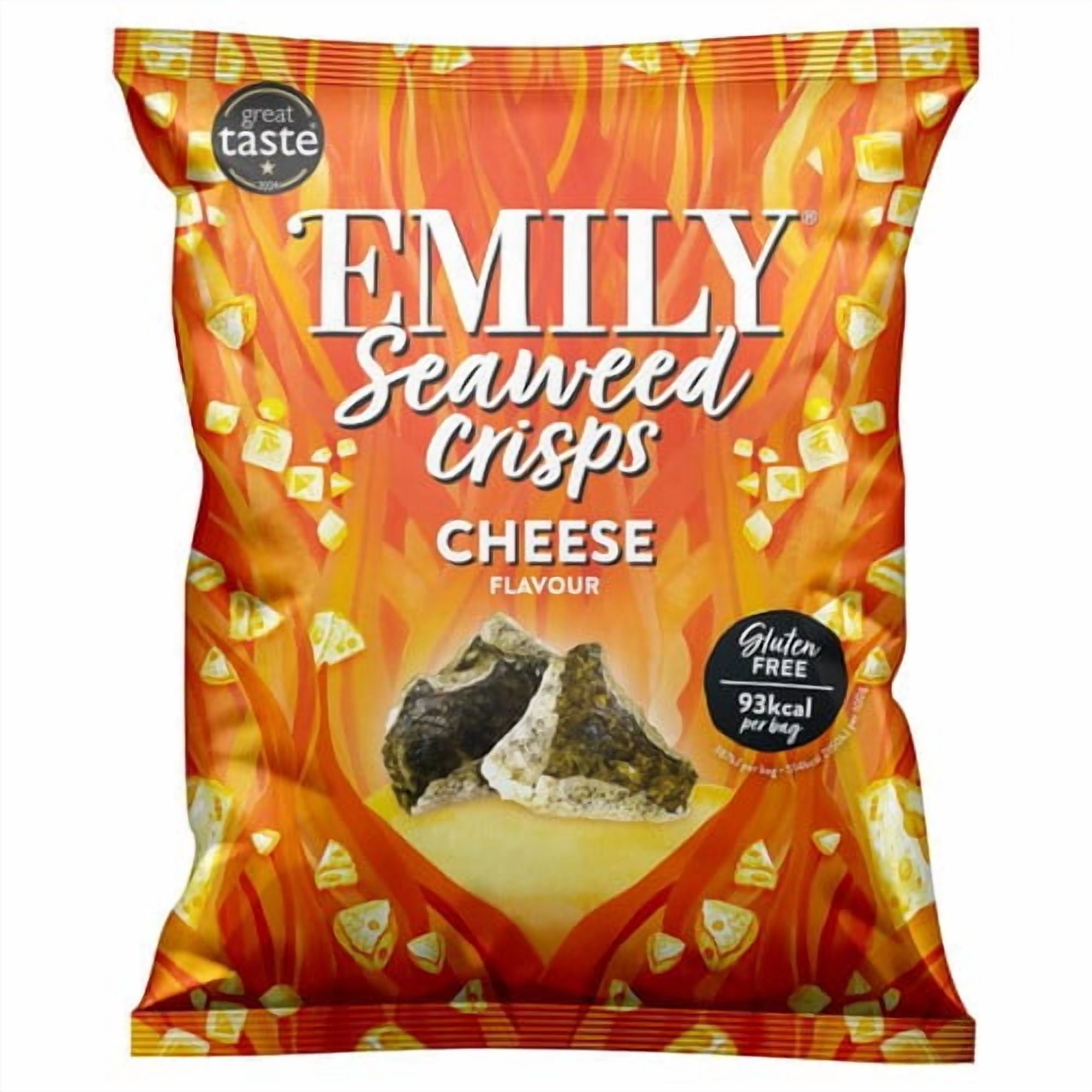 Emily Seaweed Crisps, Vegan Cheese 18g, British Import (Pack of 6)