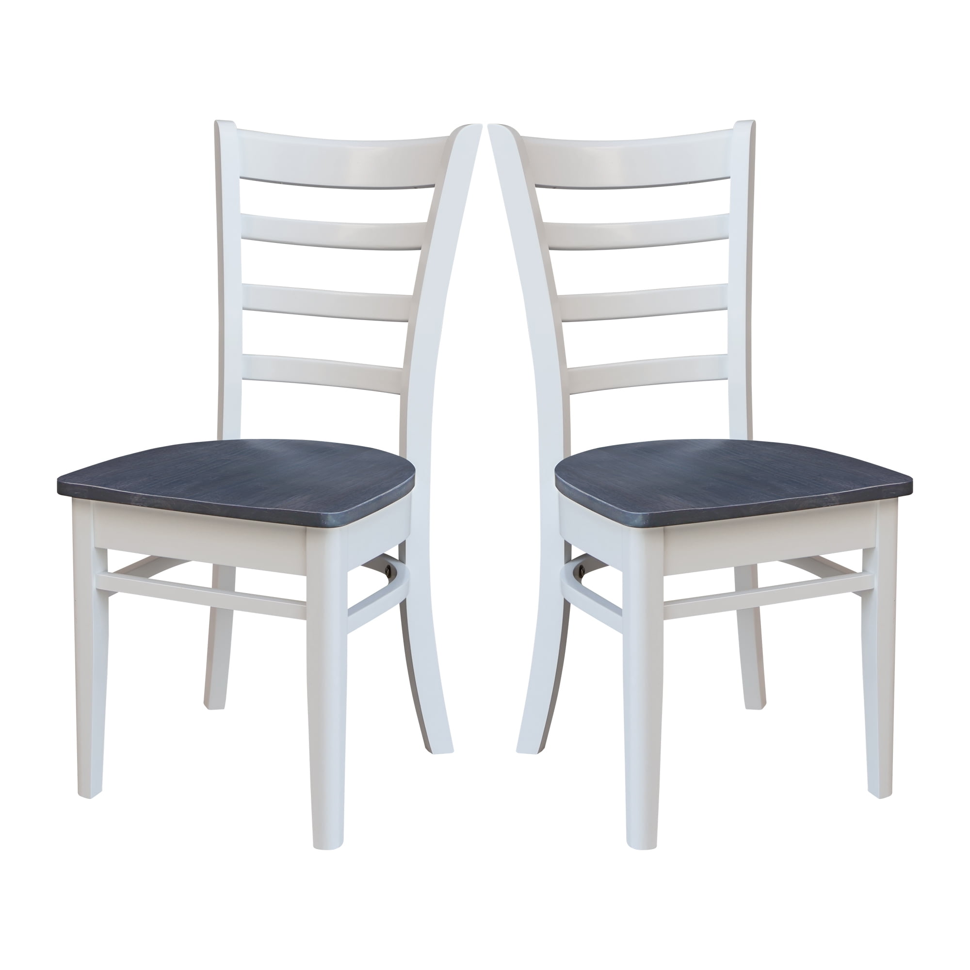 Modern Farmhouse White Wood Ladderback Side Chair 2-Piece Set
