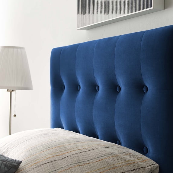 Emily Twin Biscuit Tufted Performance Velvet Headboard in Navy