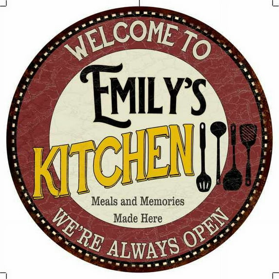 Emily's Kitchen 14" Round Metal Sign Bar Game Room Wall Decor 100140040101