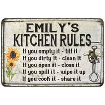 Emily's Kitchen Rules Chic Sign Vintage Decor 8 x 12 High Gloss Metal 208120032102