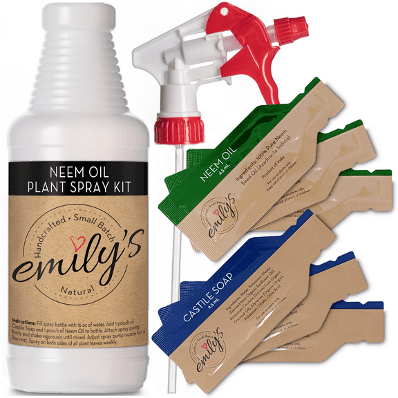 Emily's Naturals Neem Oil Spray for Plants | Spray Kit Makes 48oz of Neem Oil Spray for Indoor & Outdoor Plants | Safe and Biodegradable