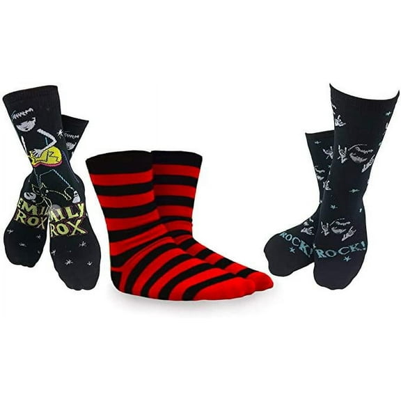 Emily the Strange Girl's Cute Fun Colorful Cat Crew Socks - 3 Pair (Kids Size)