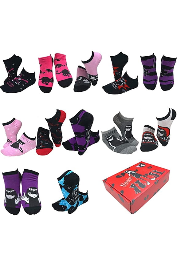 Emily the Strange Kitty Cat No Show Box Set - 12 Pair ( Adult Size )