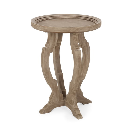 Emilya French Country Accent Table with Round Top, Natural