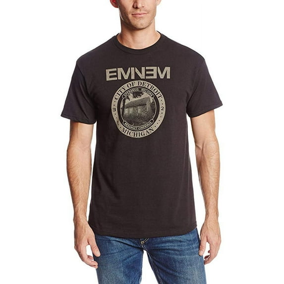 Eminem Men's Detroit Seal T-shirt Small Black