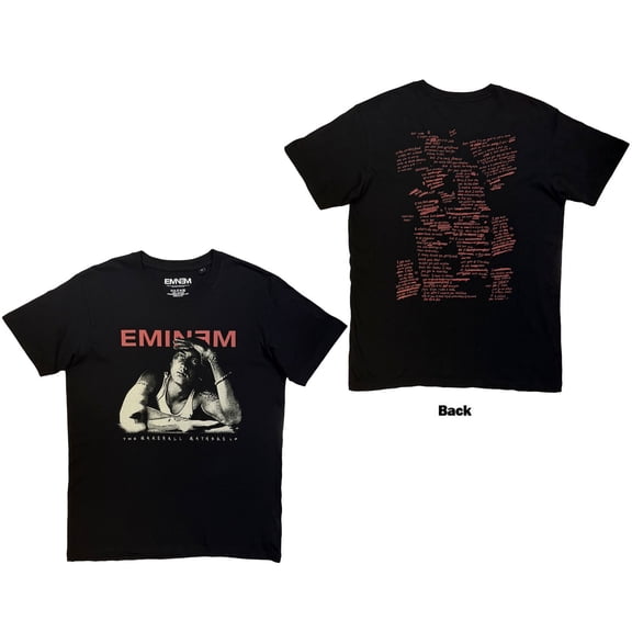 Eminem Unisex T-Shirt: Eminem Script Lyrics (Black) (Back Print)