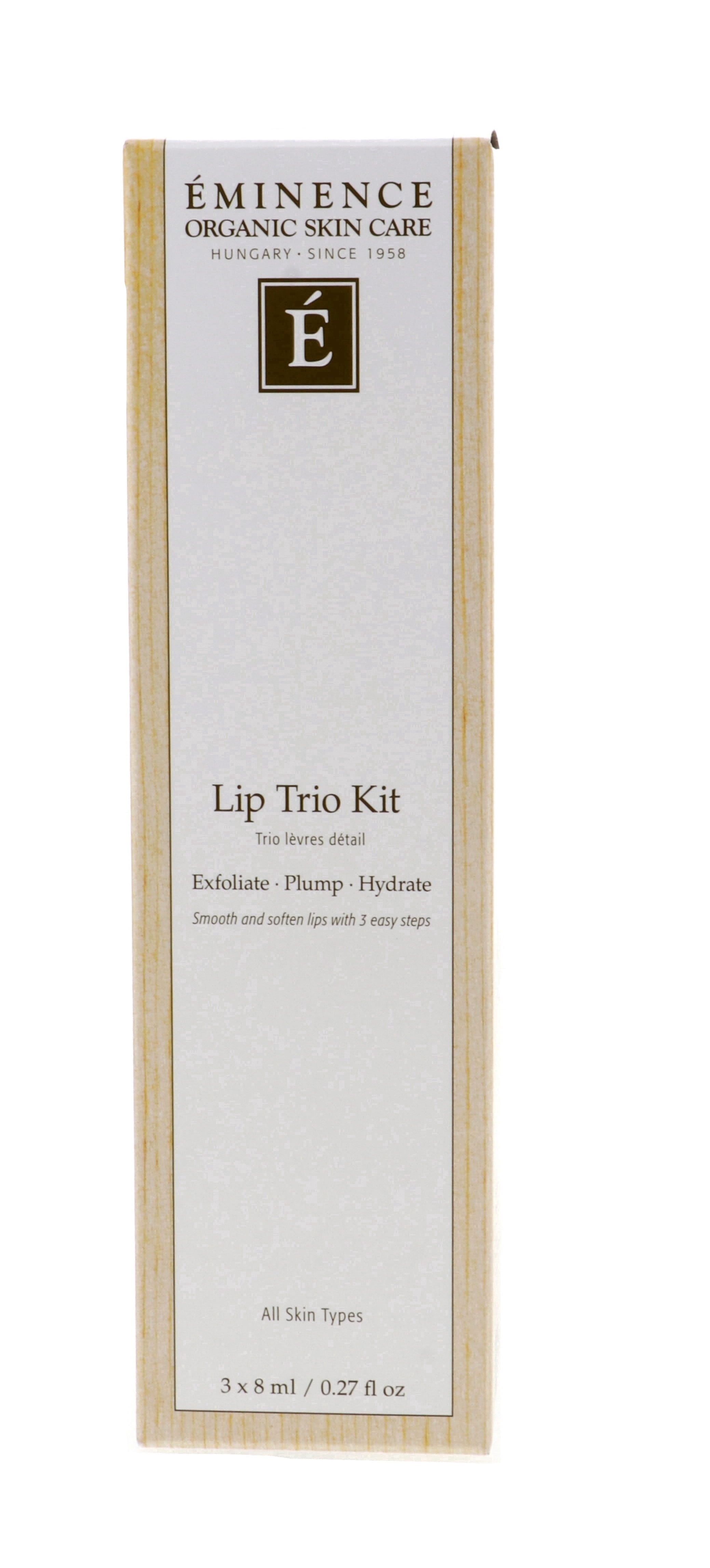 Eminence Lip Trio Kit (Lip Exfoliator 0.27 oz, Plumping Masque, 0.27 oz, Lip Balm, 0.27 oz)