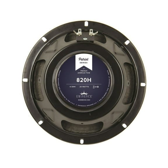 Eminence Patriot 820H 8" Guitar Speaker with Hemp Cone, 20 Watts at 4 Ohms,Black
