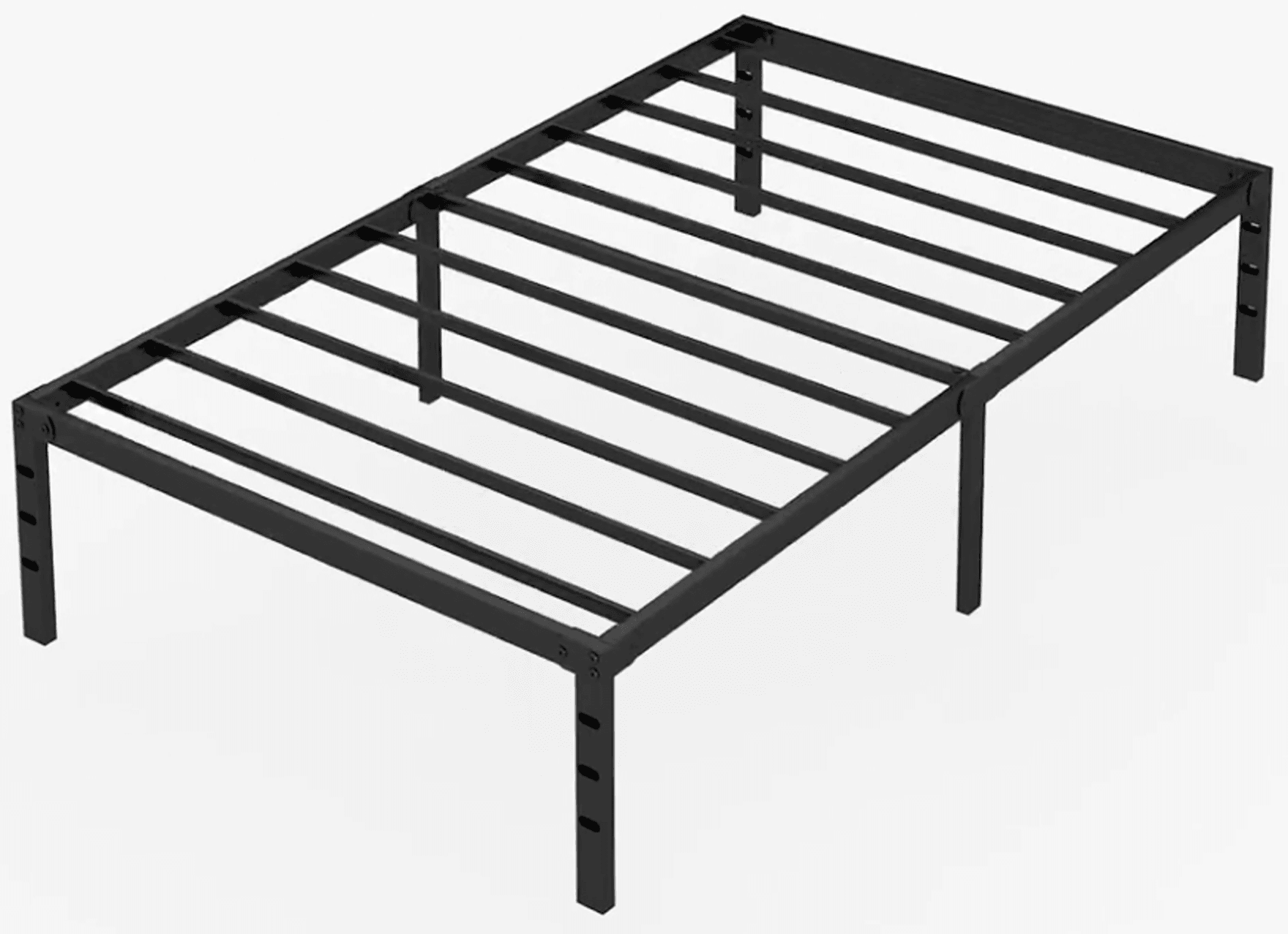 18" Black Metal Twin Bed Frame with Storage and Slats