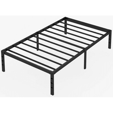 Emiosmt 18 inches Twin Bed Frames No Box Spring Needed,2500 lbs Heavy Duty Metal Platform Bed Frame with Storage Twin Size for Adult Black