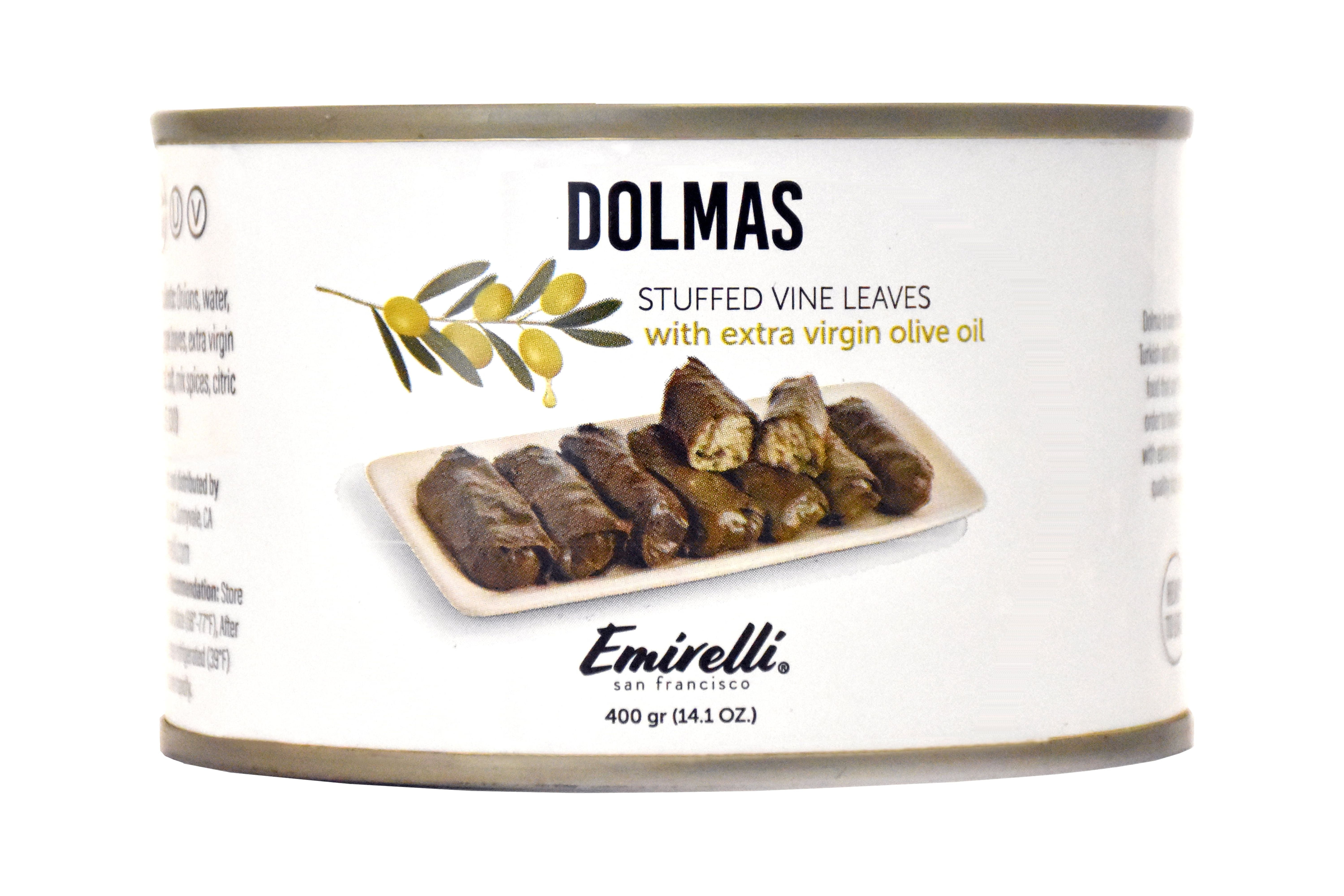 Emirelli Dolmas Stuffed Grape Leaves with Rice, Mediterranean Herbs in