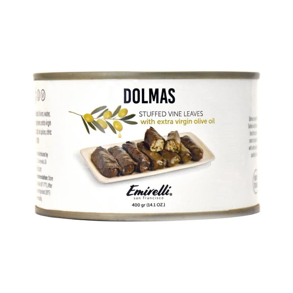 Emirelli Dolmas Stuffed Grape Leaves with Rice, Mediterranean Herbs in Olive Oil - 14 oz