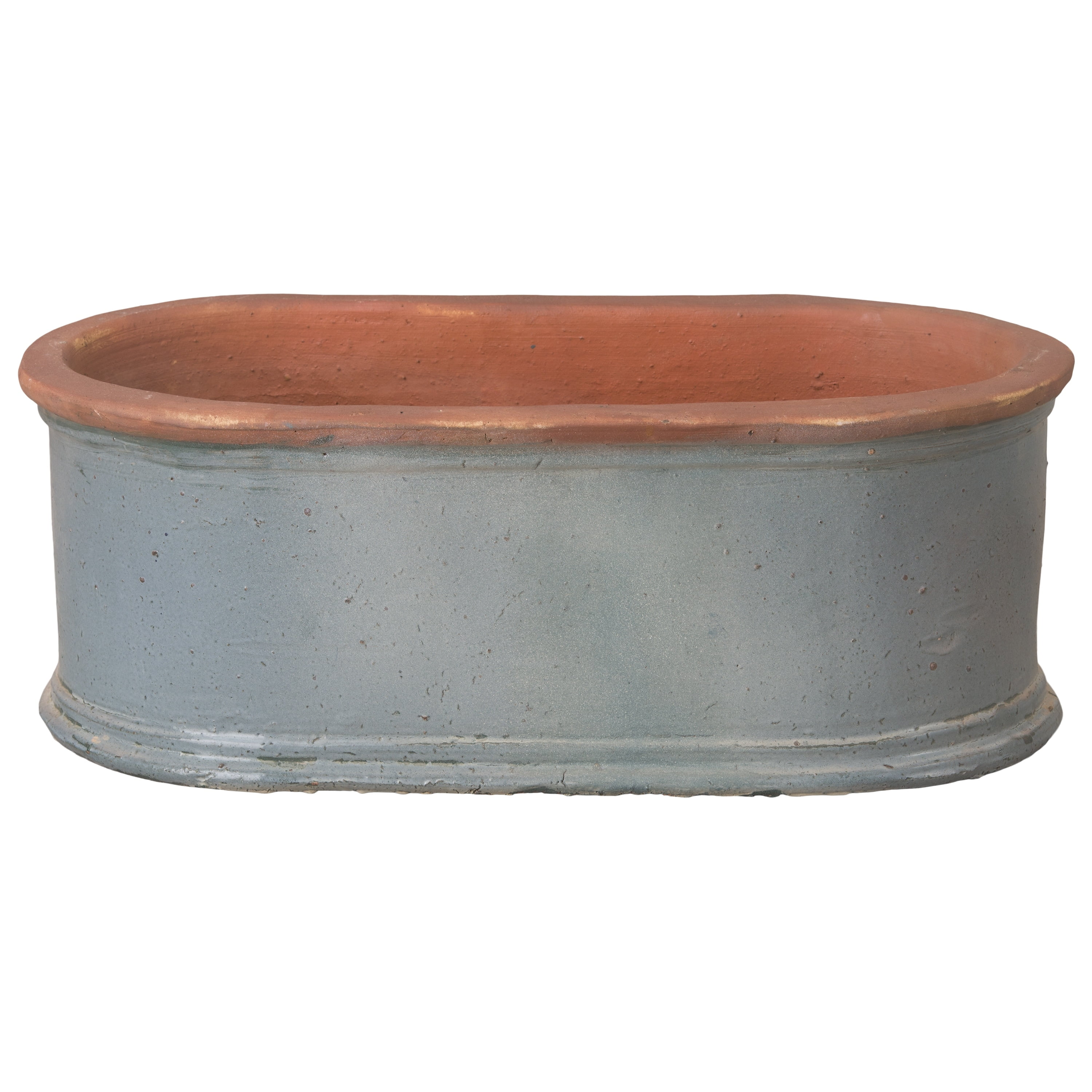 Soft Blue Ceramic Oval Window Box Planter