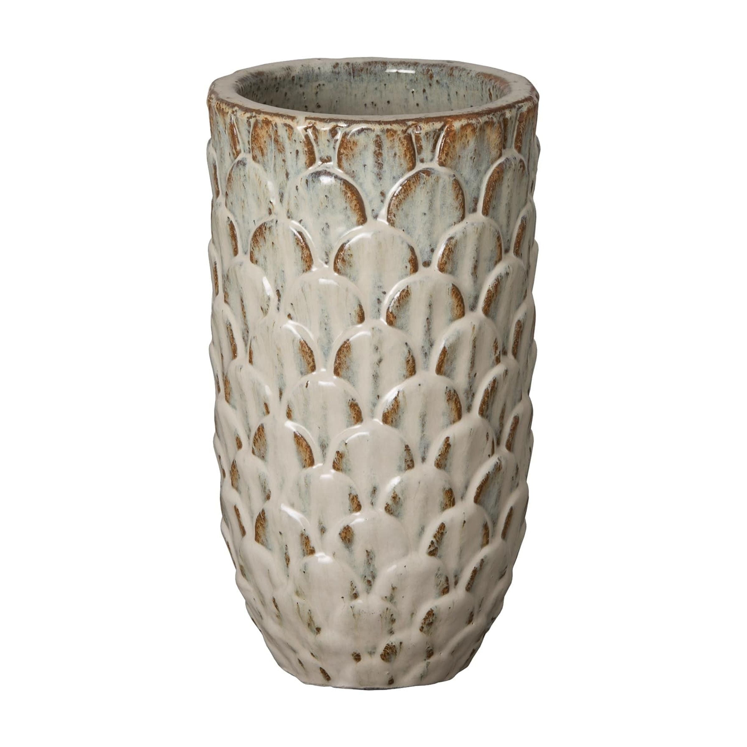 Antique White Ceramic Pinecone Planter for Indoor/Outdoor Use