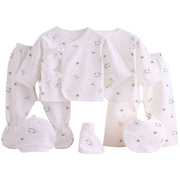Emitonse 0-3 Months Baby Boy Clothes Newborn Hospital Outfit Boy Newborn Baby Clothes Pure Cotton Underwear Newborn Baby Monks Robe Seven Piece Set Thin For All Seasons Light Blue,Size 0-3 Months