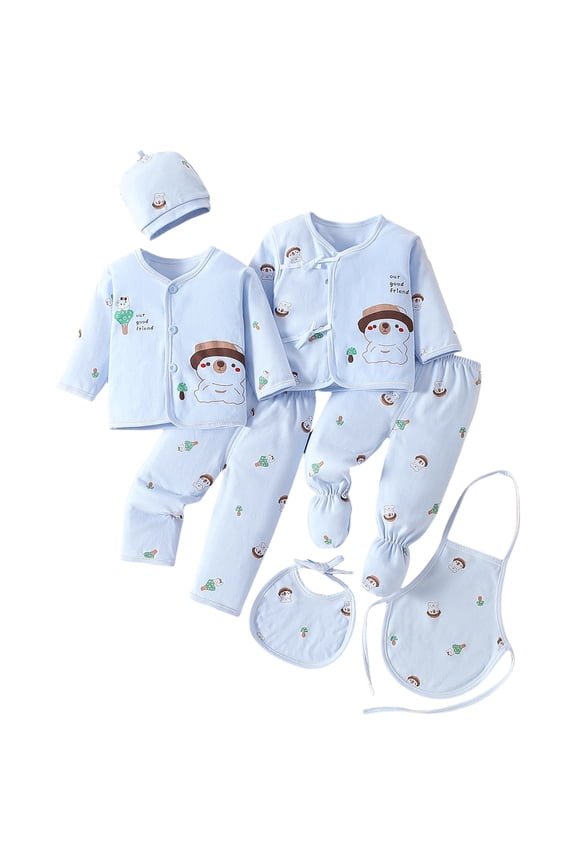 0-3 Months Baby Girl Clothes Newborn Layette Gift Set for Baby Boys Newborn Seven Piece Infant Clothing Set Baby Underwear Newborn Baby Clothes For Boys Girls 0-3 Months,Blue