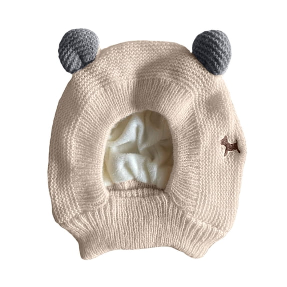 Emitonse Baby Beanie Warm Winter Hat Winter Pullover Hat Children's Double Hat Solid Color Cute Knitting Yarn Baby Hat Size 6-36 Months,Beige