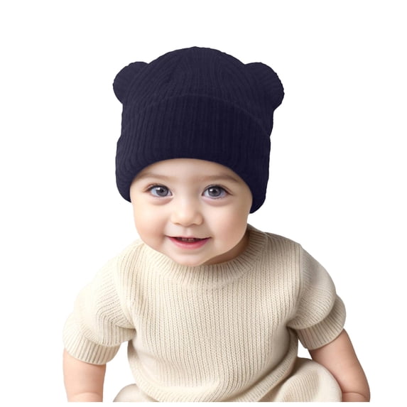 Emitonse Baby Beanie Winter Hat for Newborn Baby Fall Winter Hats High Boys Girls Baby Knitted Hats Size 3-36 Months,Navy