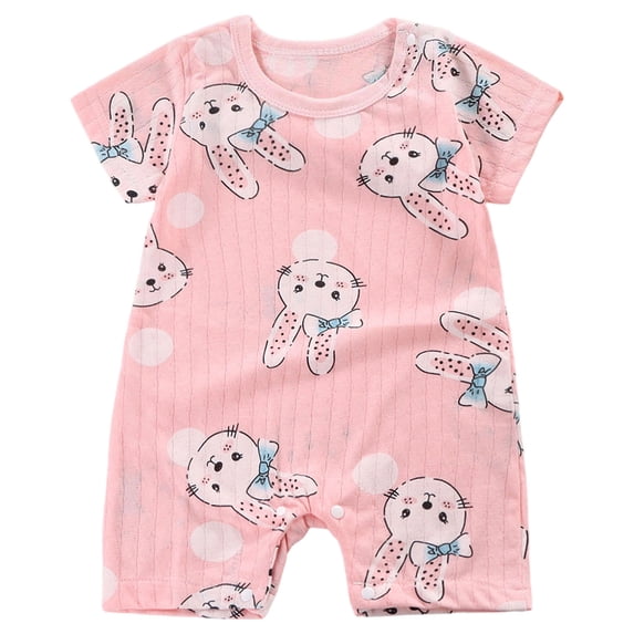 Emitonse Baby Bodysuit Baby Girl Romper Baby Romper Cartoon Baby Bodysuit Cute Short Sleeved Baby Romper Size 12-18 Months,Pink