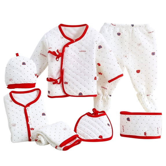Emitonse Baby Boy Clothes 0-3 Months Baby Girl Clothes Newborn Seven Piece Baby Set For Comfortable Soft Stylish And Cute Cartoon Baby Set Red,Size 0-3 Months
