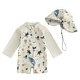 thumbnail image 1 of Emitonse Baby Boy Swimsuit One Piece Long Sleeve Bathing Suit Infant Boys Swimsuit Long Sleeve Zipper Swimsuit Sun Protective Clothing Infant Bathing Swimwear Beachwear White,Size 18-24 Months, 1 of 7