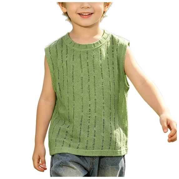 Emitonse Baby Boy Tank Tops Baby Boy Shirts Toddler Baby Boys Girls Solid Color Tank Tops Sleeveless Stretch T-Shirts Unisex Cotton Undershirts Green,Size 3-4 Years