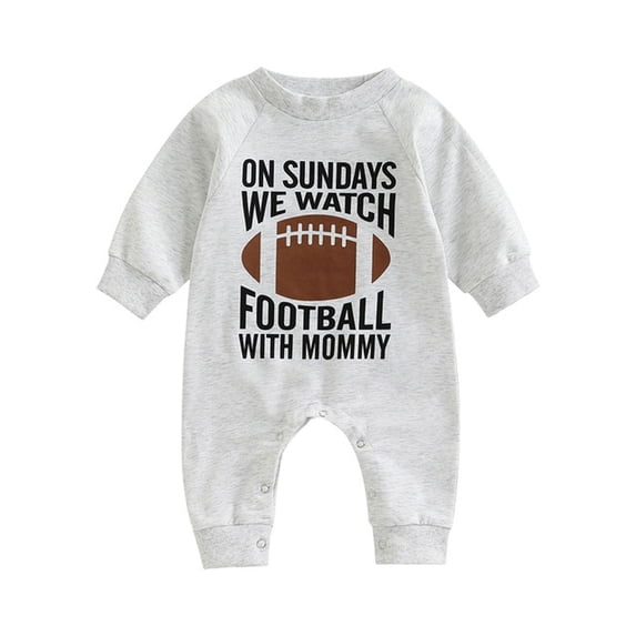 Emitonse Baby Boys Sleep and Play Pajamas,Baby Clothing Newborn Clothes Rugby Print Long Sleeved Round Neck Khat Clothes Baby Outdoor Climbing Clothes White,Size 6-12 Months
