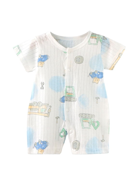 Baby Boys Sleep and Play Pajamas Baby Jacquard Double Button Climbing Suit Is Fashionable Size 0-6 Months,Sky Blue