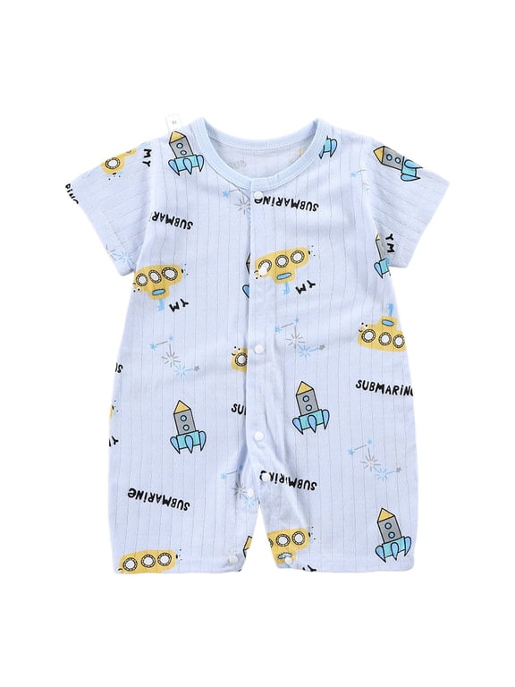 Baby Boys Sleep and Play Pajamas Baby Jacquard Double Button Climbing Suit Is Fashionable Size 0-6 Months,Sky Blue